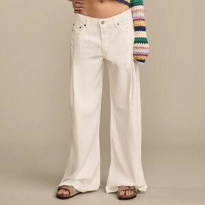NWT Lucky Brand white liquid denim luxe palazzo jeans wide leg 16/33 baggy